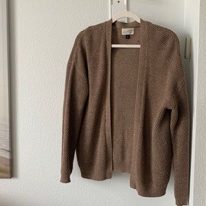 Medium Brown Waffle Cardigan Sweater